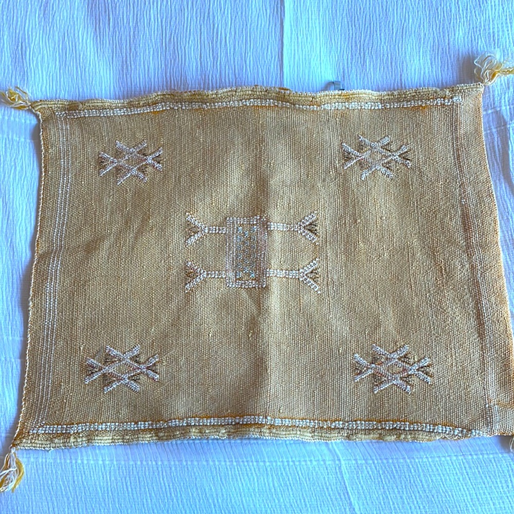 Handmade yellow Moroccan yellow pillow case
